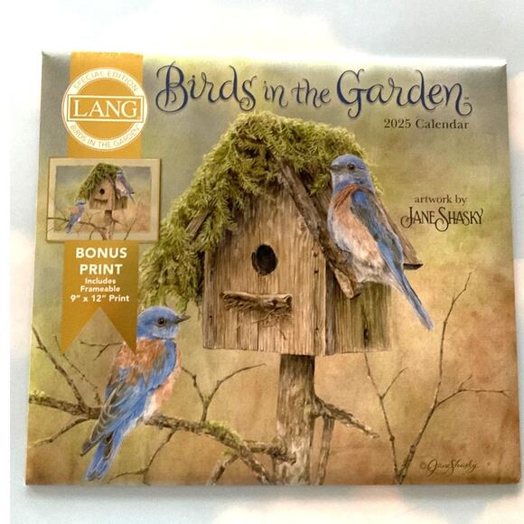 Lang 2025 Wall Calendar Birds in the Garden Jane Shasky NEW - Picture 1 of 2